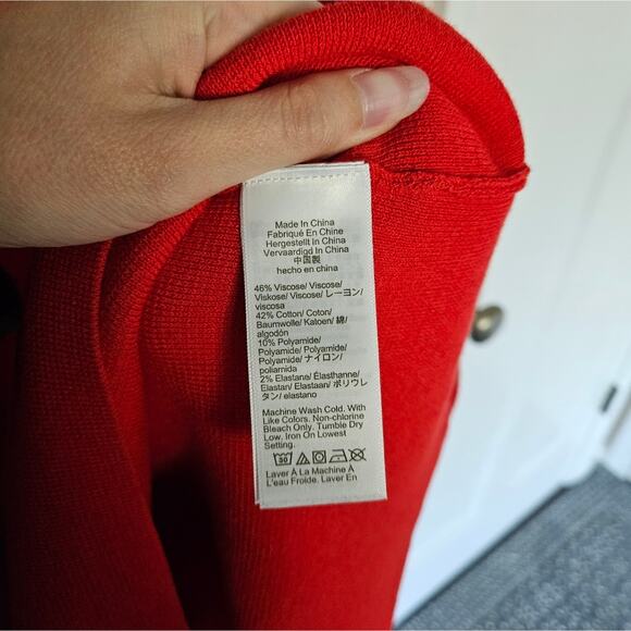 J. Crew Cherry Red Squareneck Mini Sweater-Dress NWOT Size Large - Picture 6 of 11